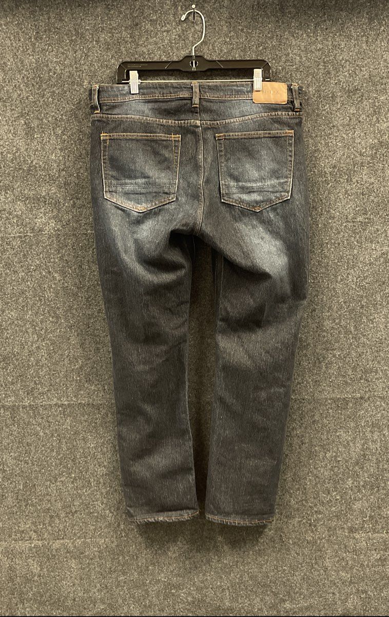 MBX Men's Dark Wash Blue Slim Fit Stretch Whiskered Distressed Jeans Sz 36x30