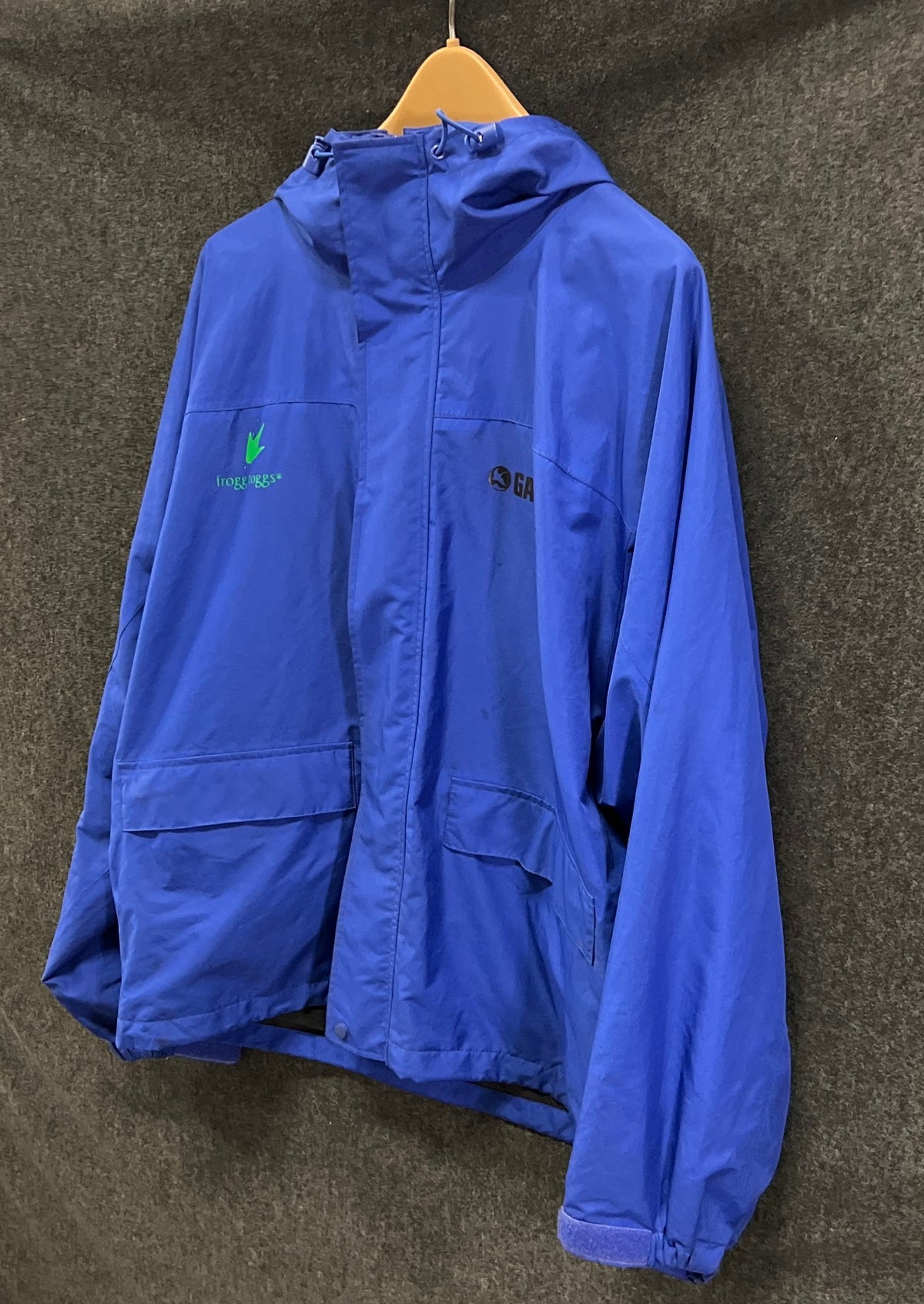 Frogg Toggs Men's Blue Rain Jacket Hooded Windbreaker Sz L