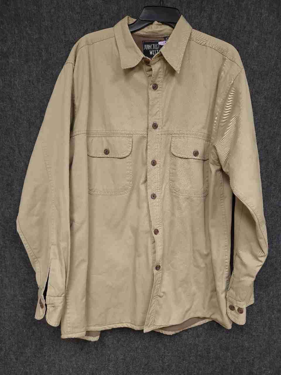 Junction West Men's Tan Cotton Fleece Lined Shirt Jacket Work Shirt Sz XL