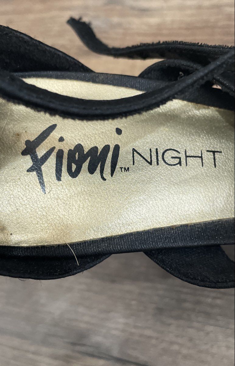 Fioni Night Black Fabric Strappy Platform Stiletto Heels Women's Size 8.5