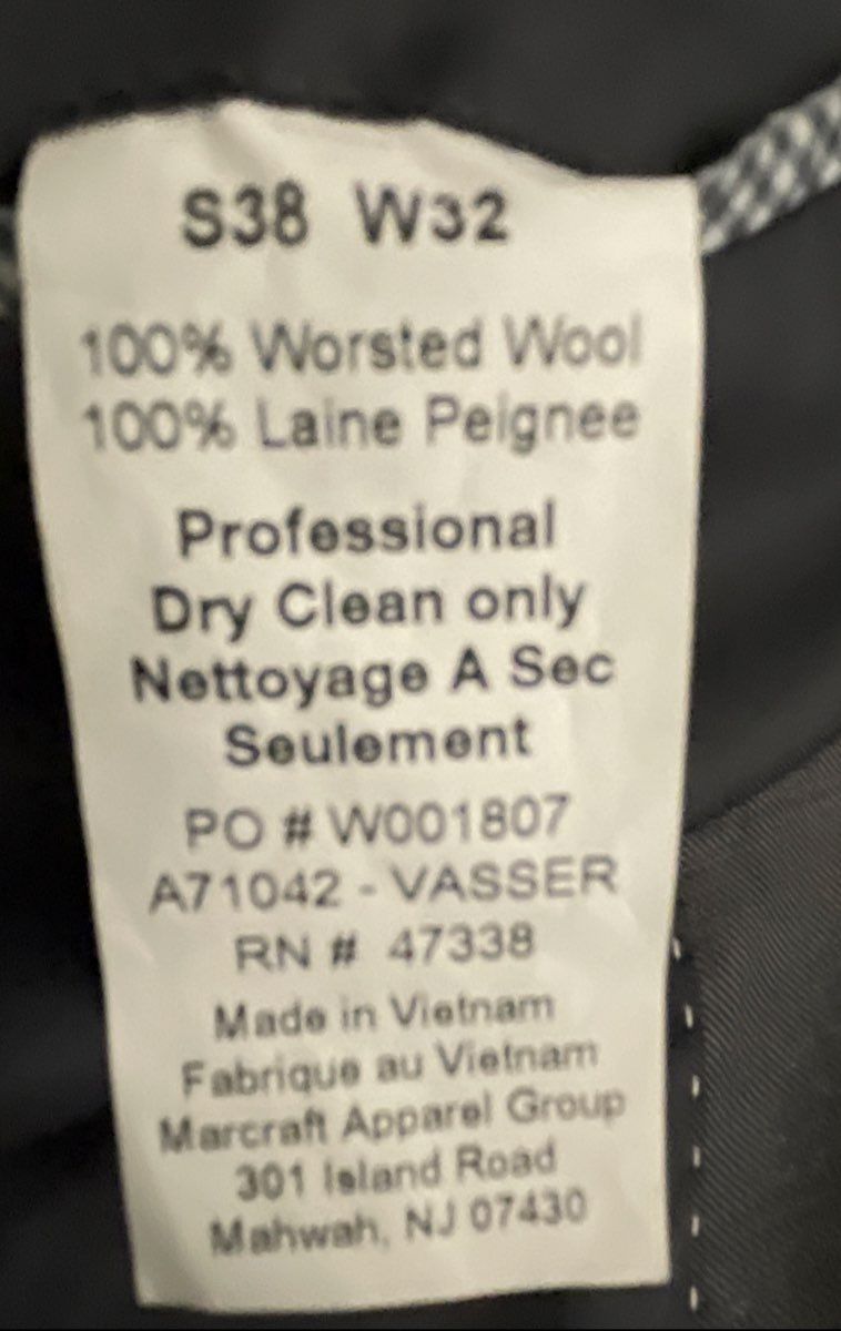 Tommy Hilfiger Men's Gray Worsted Wool Vasser 2-Piece Suit Sz 38R 32W NWT