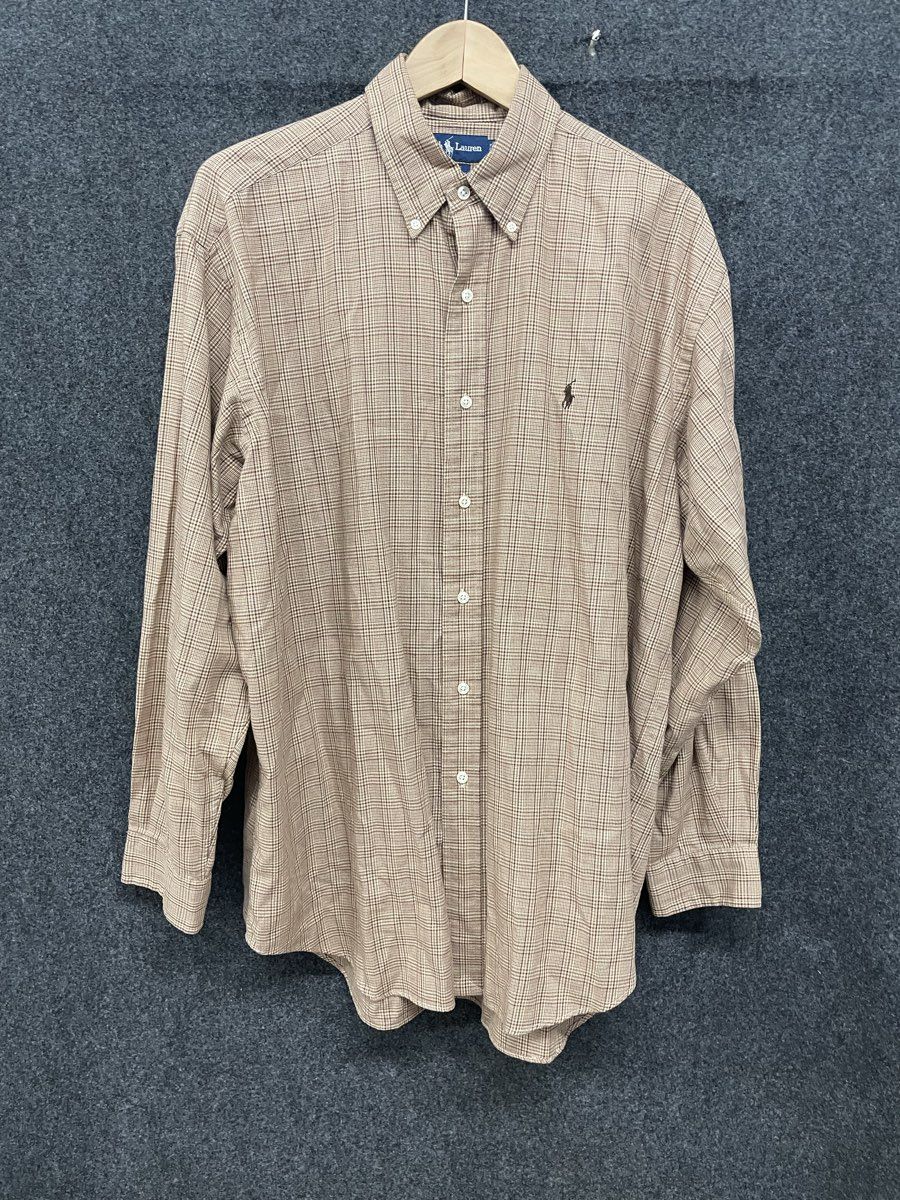 Vintage 90s Polo Ralph Lauren Men's Blake Brown Plaid Cotton Shirt Sz L