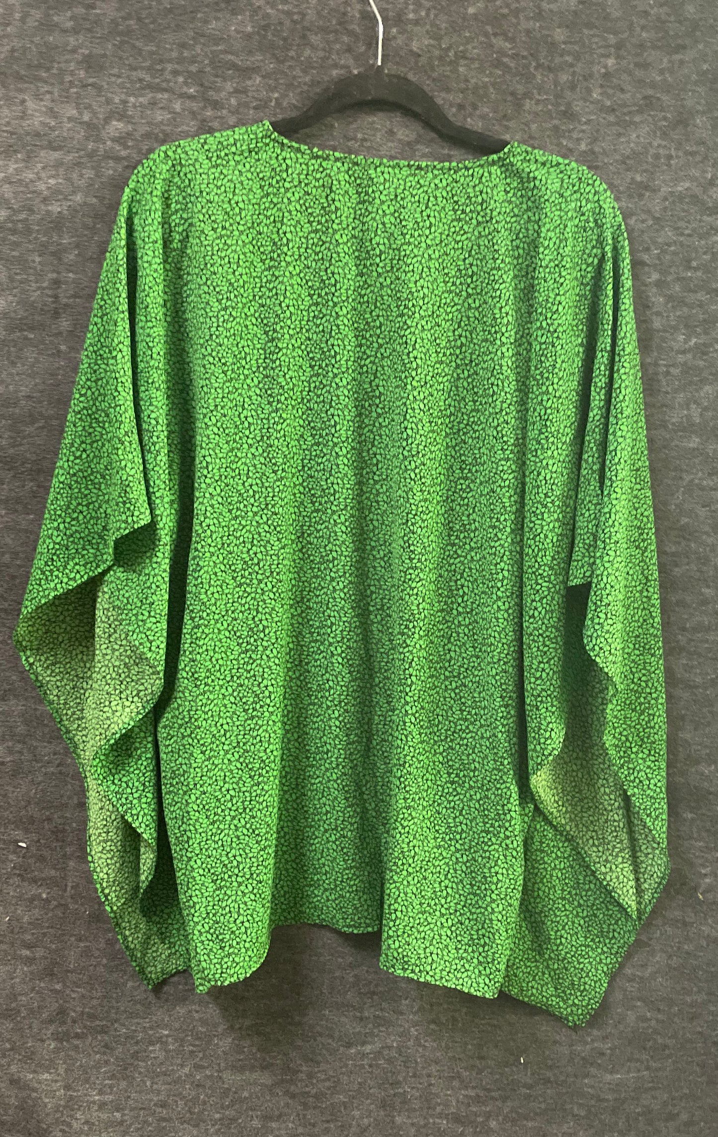 Michael Kors Women's Green Black Pebble Print Blouse Tunic Gold Ring NWT L/XL