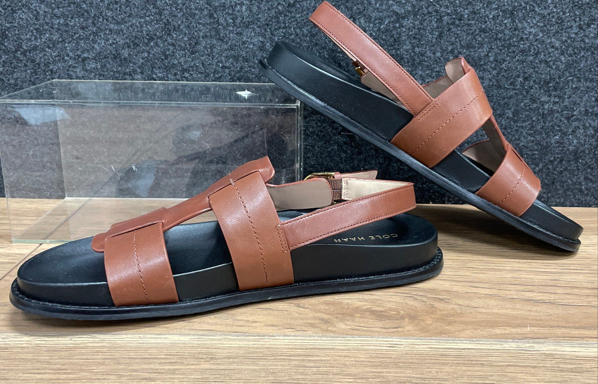 Cole Haan Grand Ambition Carmel British Tan Leather Sandals Women's Size 9B