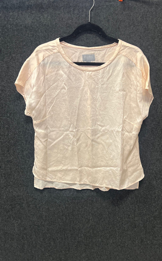 Pure Collection Women's Pink Short Sleeve Blouse Top Sz US 8/10 UK 14