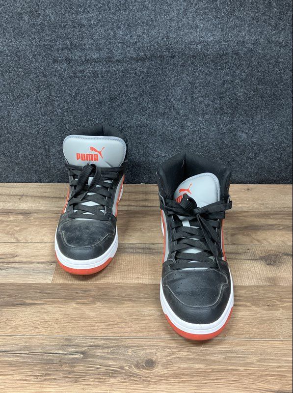 Puma Rebound Layup Piping Black Red Grey Men's High Top Sneakers Size 10.5