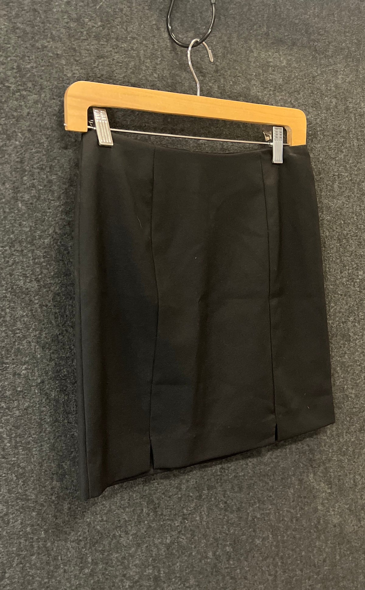 Vintage 90s I.O.U. Women's Black Mini Skirt Back Zip Slit Made in USA Sz 5