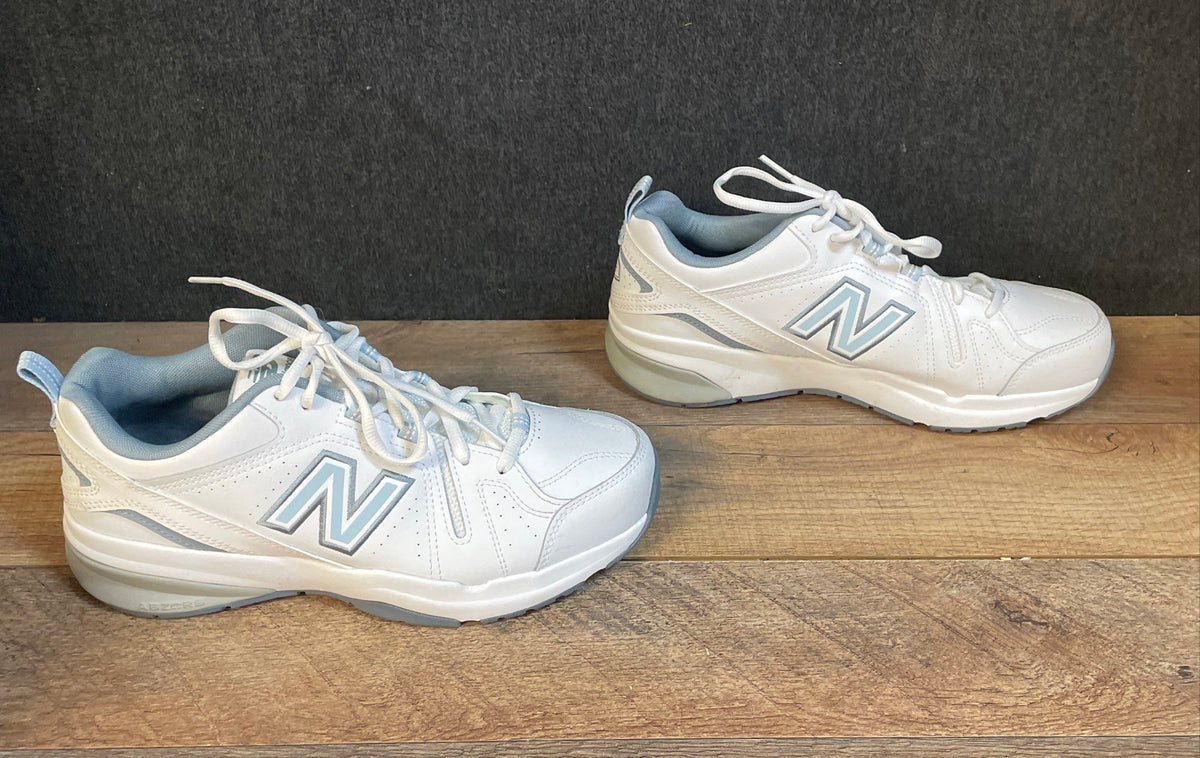 New Balance 608 V5 White Blue Cross Training Sneakers Women's Size 9.5