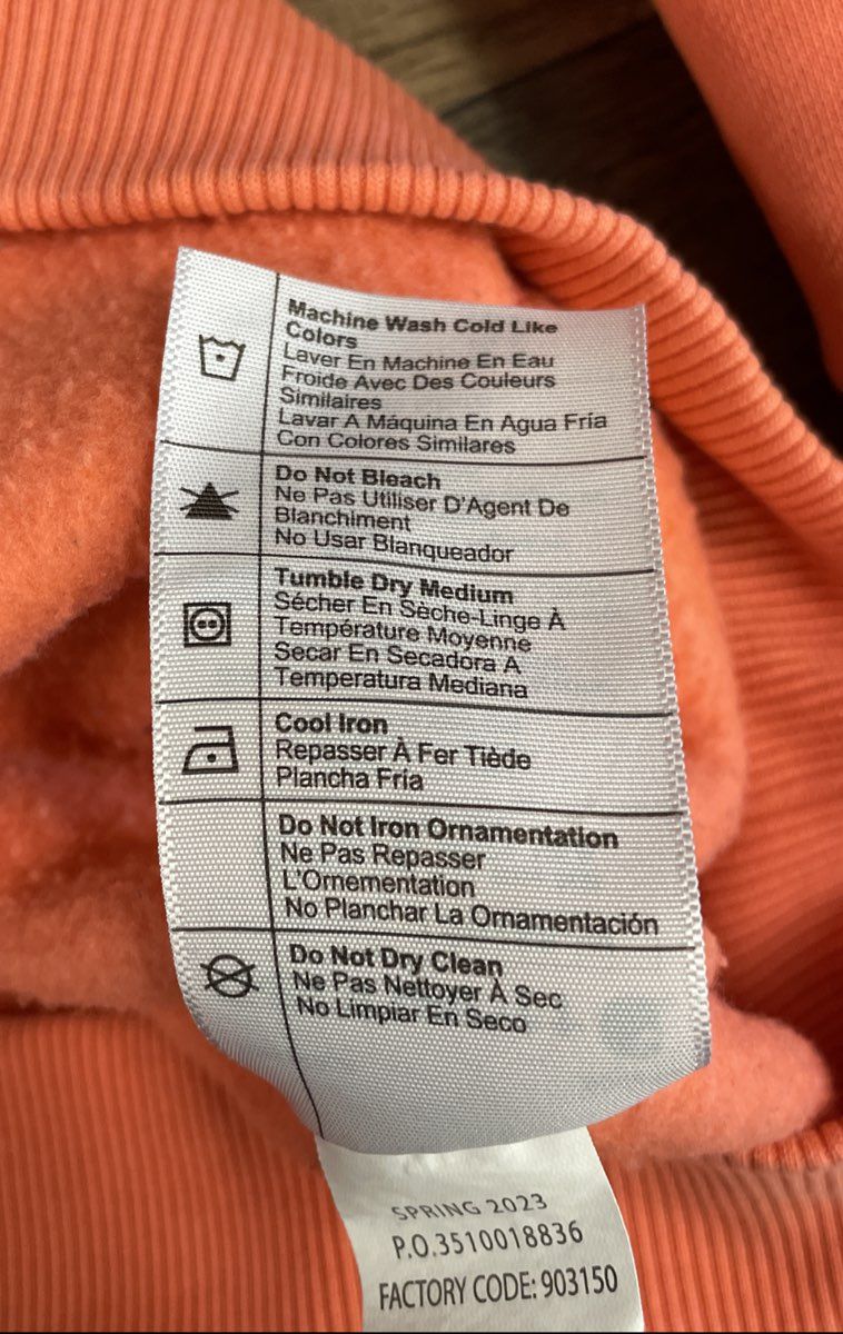 Carhartt Women's Relaxed Fit Pullover Hoodie Orange Logo Kangaroo Pocket Sz S