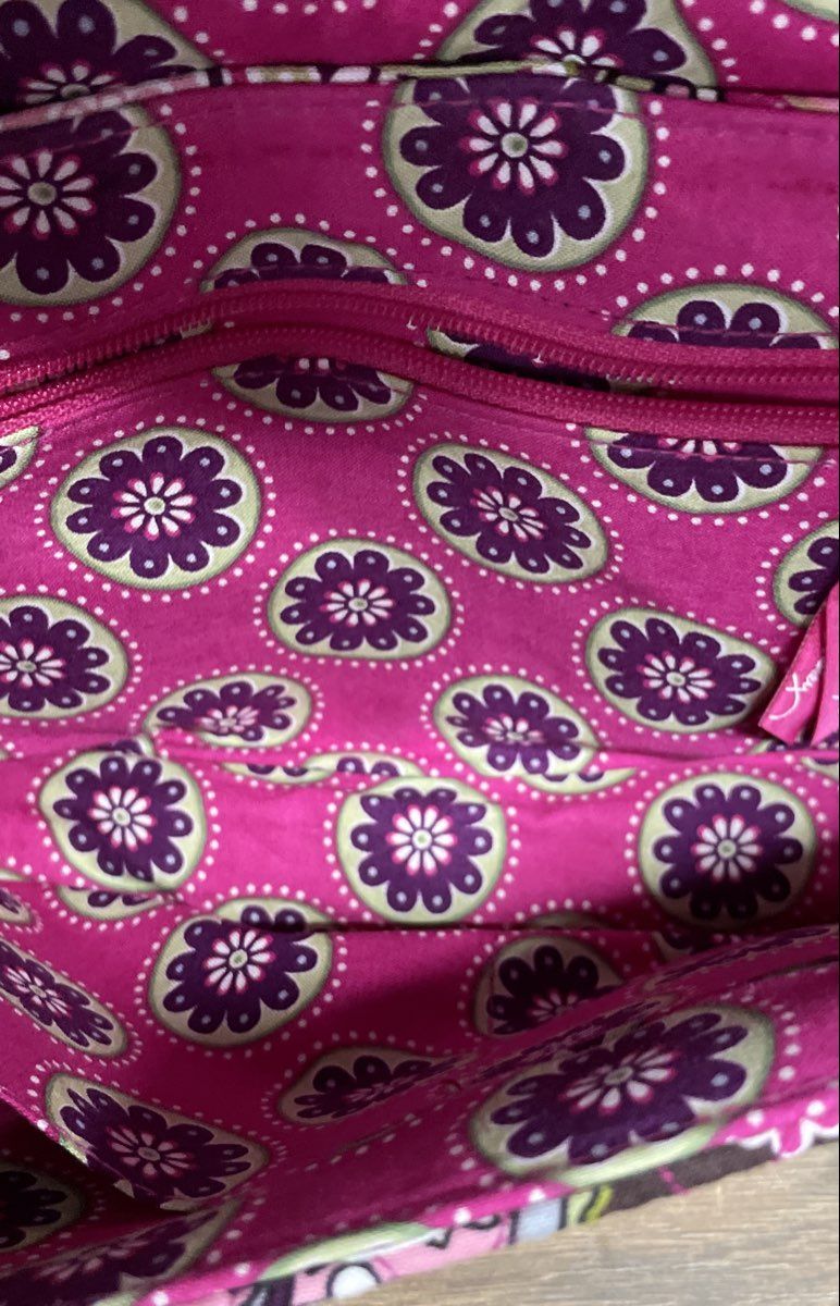 Vera Bradley Purple Paisley Floral Quilted Fabric Clutch Shoulder Bag NWT