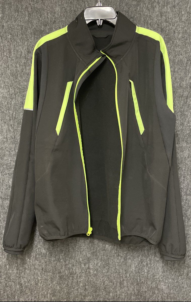 Hotsuit Men's Black Neon Yellow Full Zip Softshell Cycling Jacket Sz L