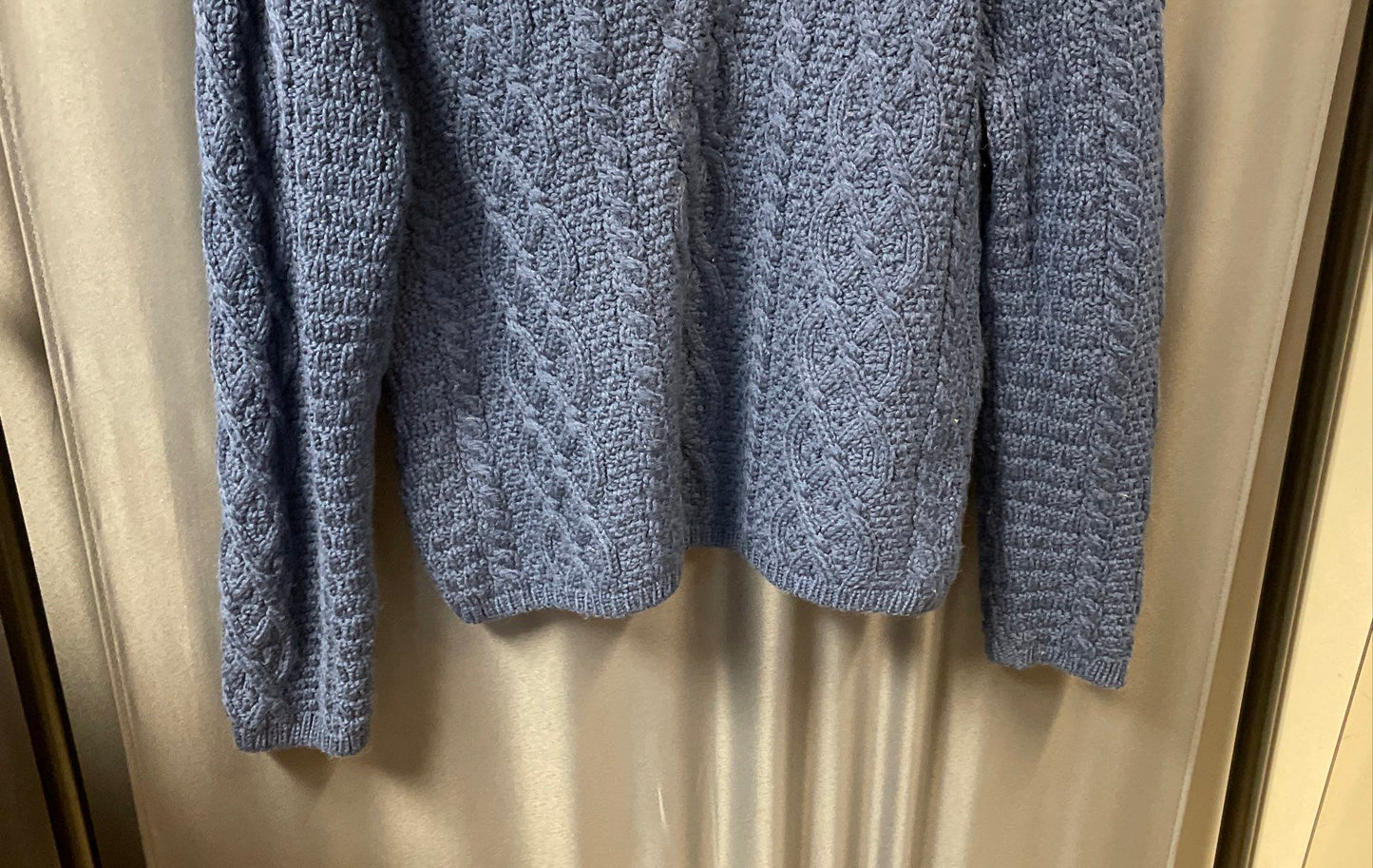Vintage Paul James Men's Blue Wool Cable Knit V-Neck Sweater England Sz M