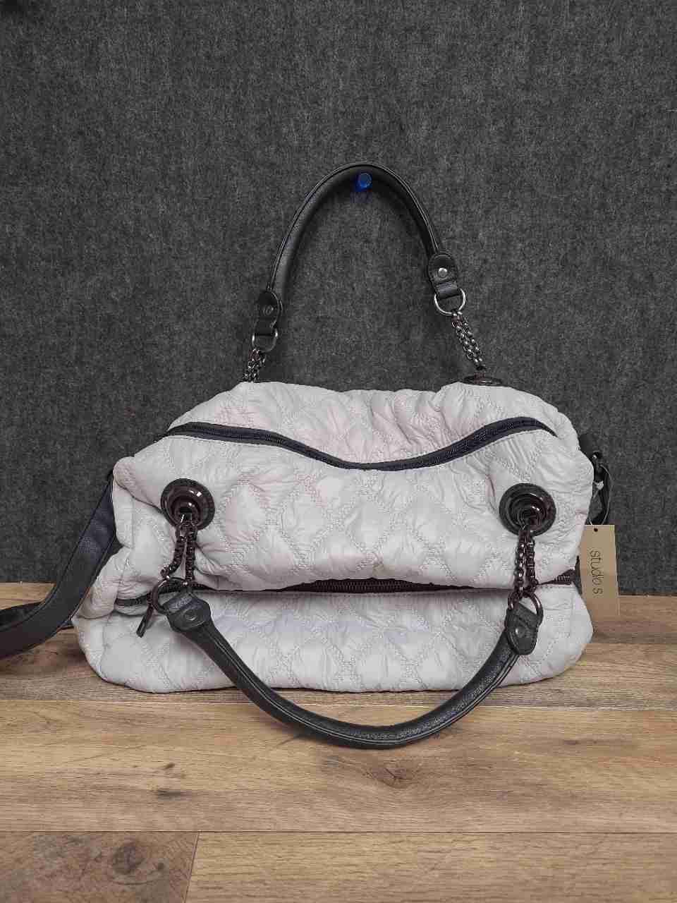 Studio S Grey Quilted Uptown Bound Satchel Bag NWT Gunmetal Hardware