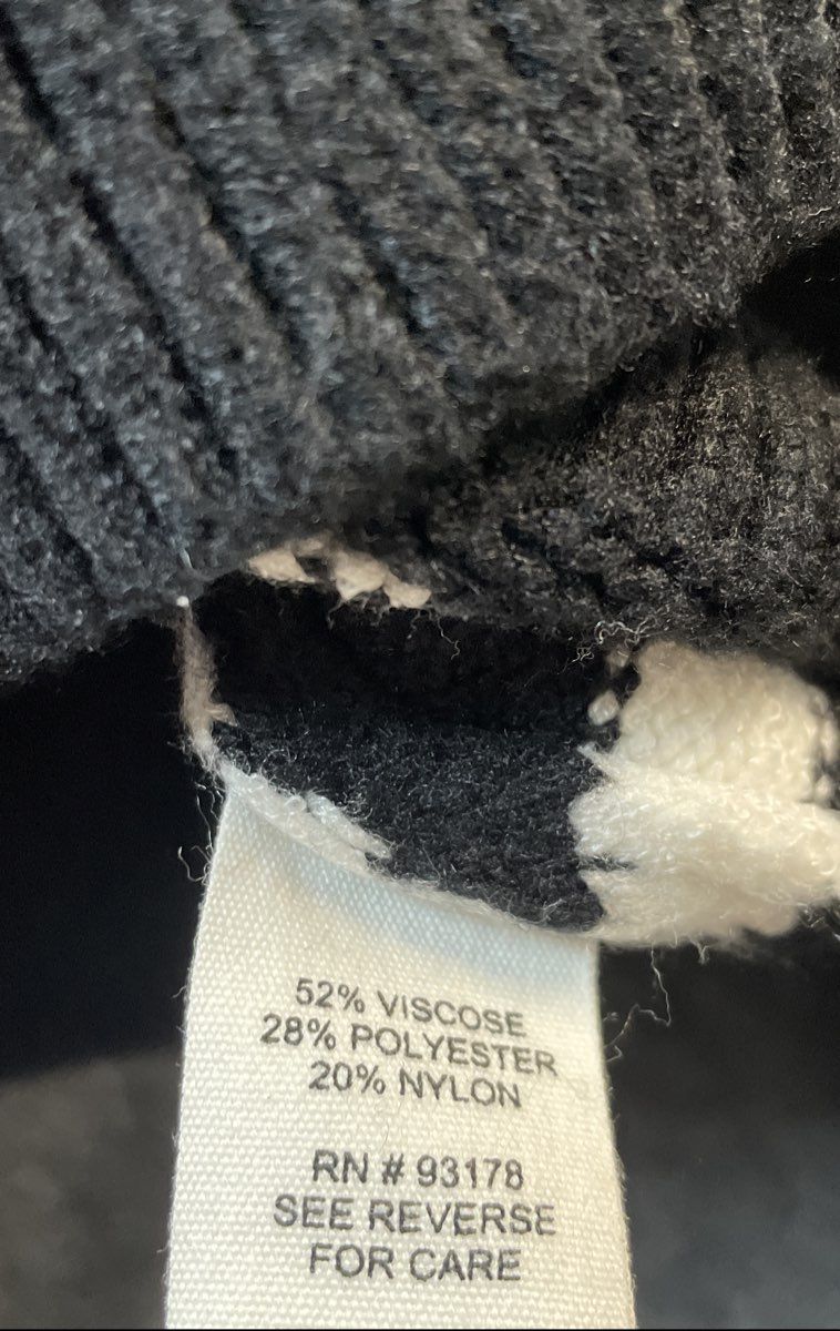 For The Republic Women's Black White Striped Cropped Crewneck Sweater Sz S