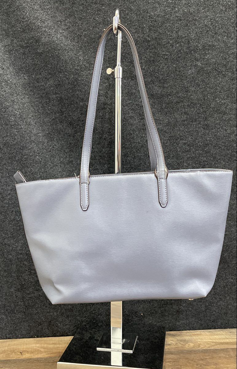 DKNY Blue Saffiano Leather Tote Bag Silver Hardware Large
