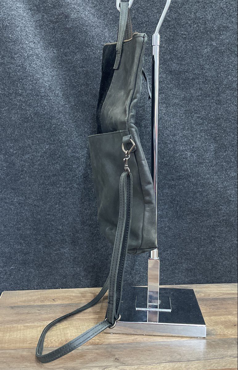 ABLE Black Leather and Suede Crossbody Tote Bag Large Top Handle