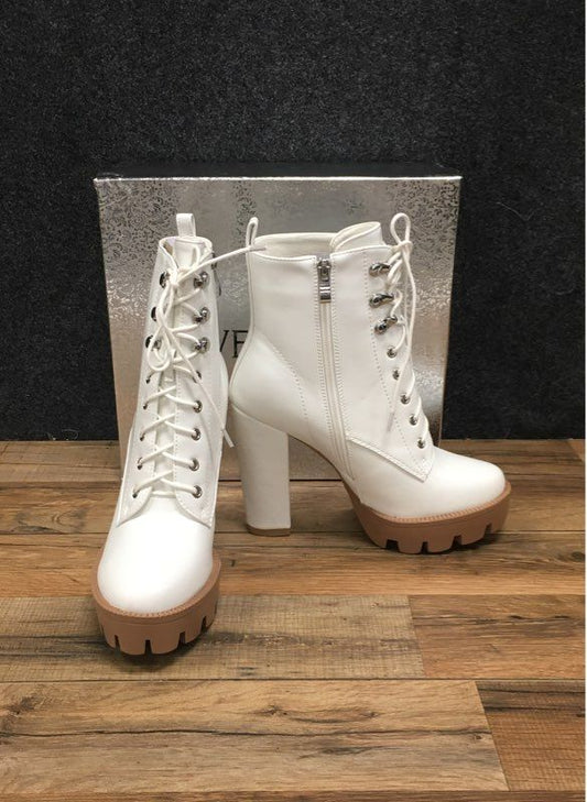 New Wetkiss White Platform Lug Sole High Heel Combat Boots Size 9