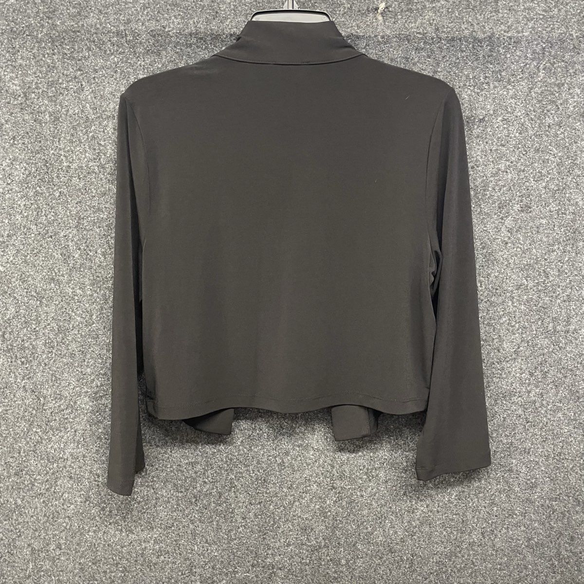 Calvin Klein Women's Black Open Front Cropped Cardigan Shawl Collar Sz L