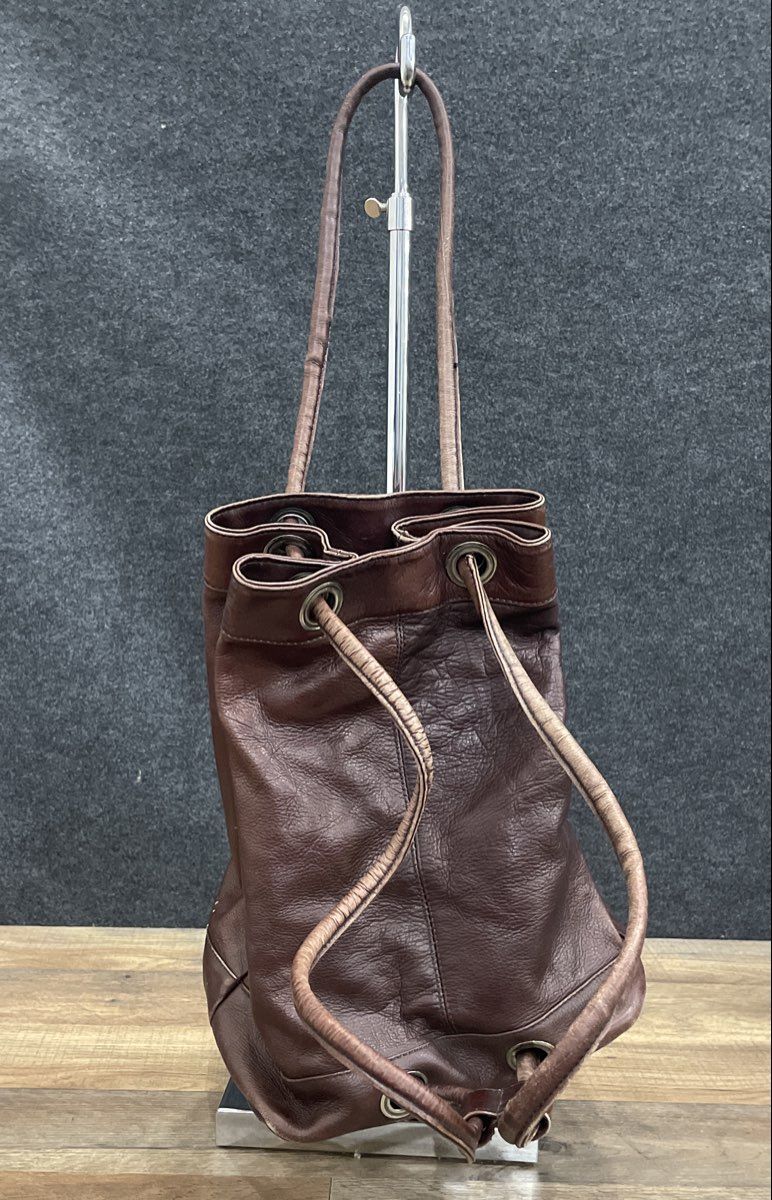 Vintage 90s Wilsons Leather Brown Drawstring Backpack Shoulder Bag Colombia