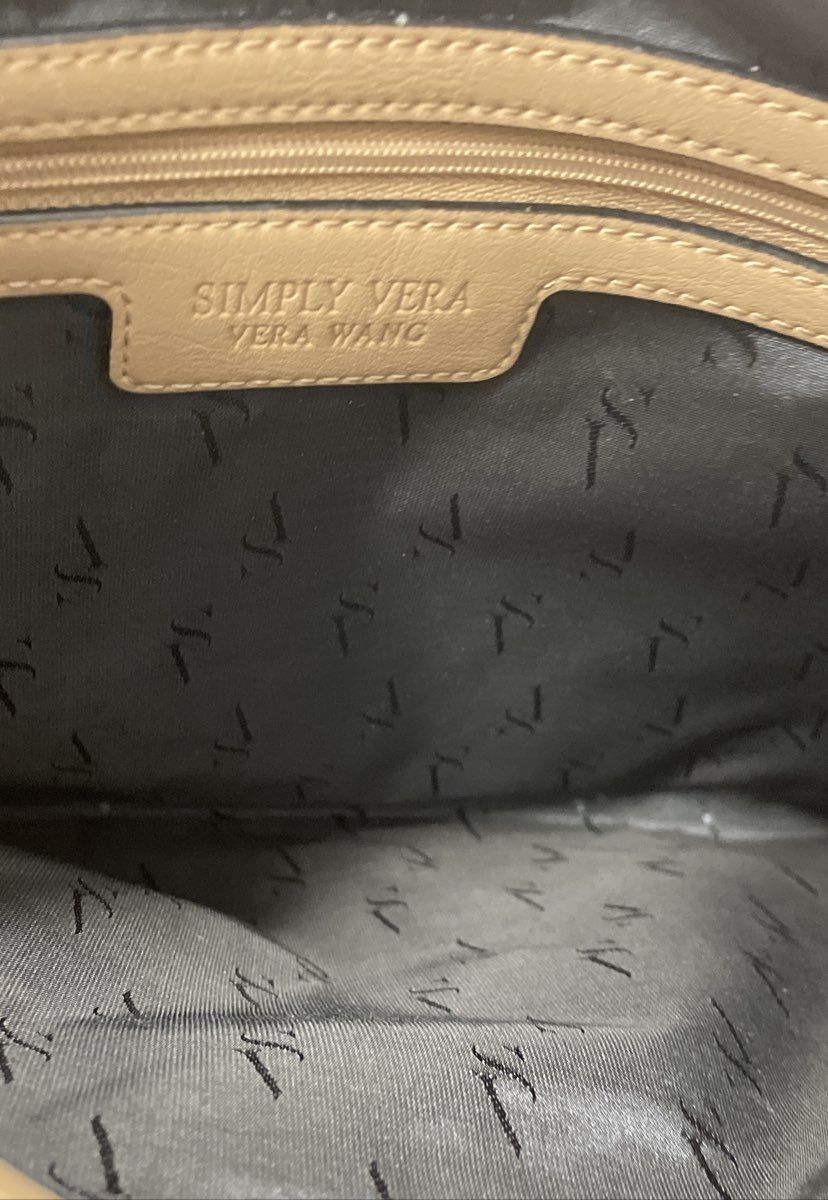 Simply Vera Vera Wang Beige Vegan Leather Raddix Tote Shoulder Bag Handbag NWT