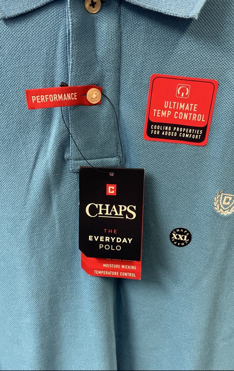 Chaps Men's Everyday Polo Shirt Blue Performance Temp Control NWT Sz XXL