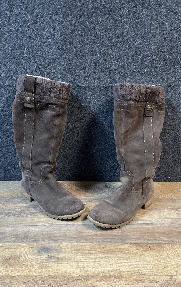 Autumn Brown Suede Sweater Cuff Knee High Boots Women's Size 7
