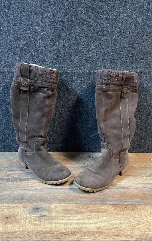 Autumn Brown Suede Sweater Cuff Knee High Boots Women's Size 7