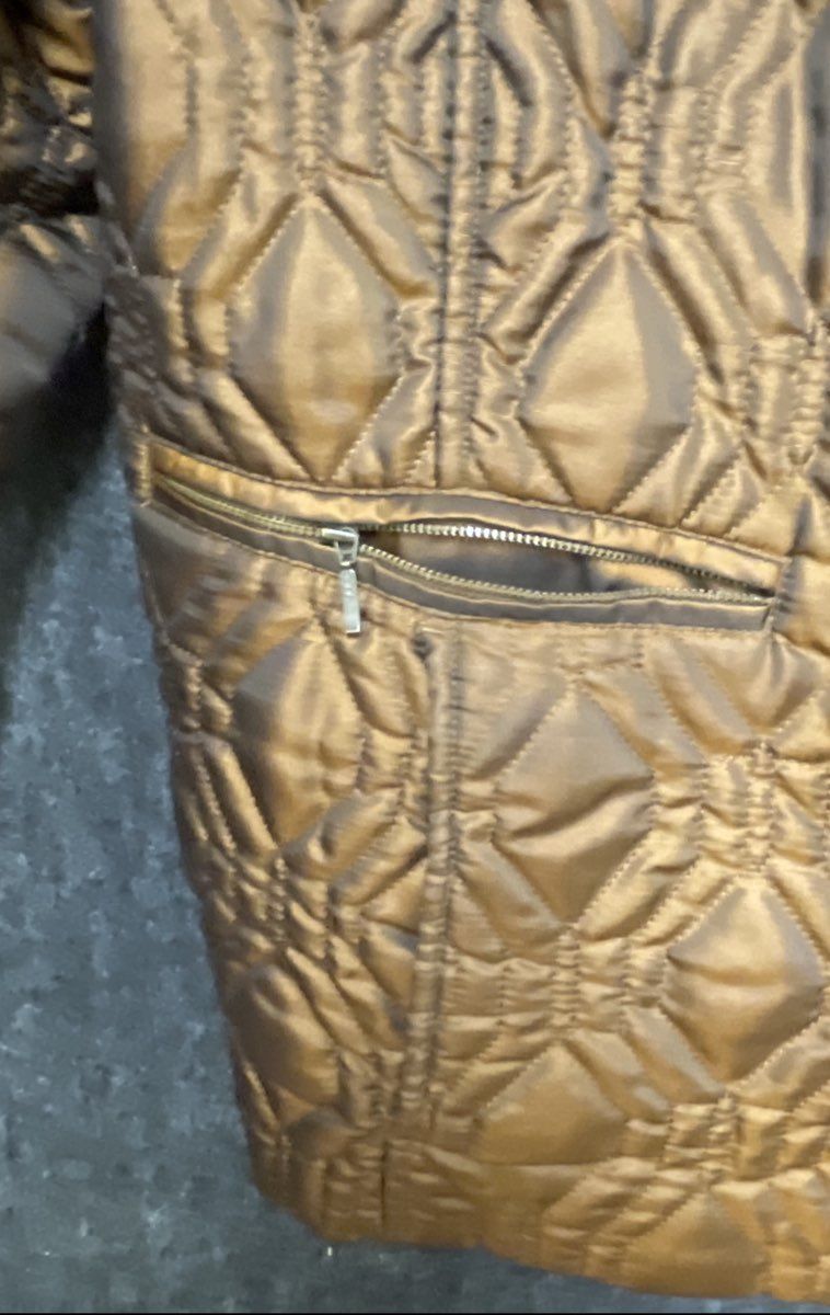 Lands' End Women's Metallic Bronze Quilted Full-Zip Jacket Sz 1X