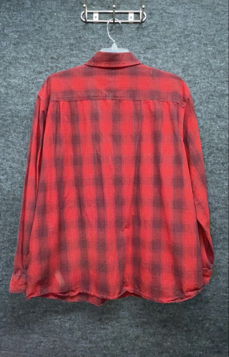 Carhartt Men's Red Plaid Flannel Long Sleeve Button Up Shirt Sz 2XL