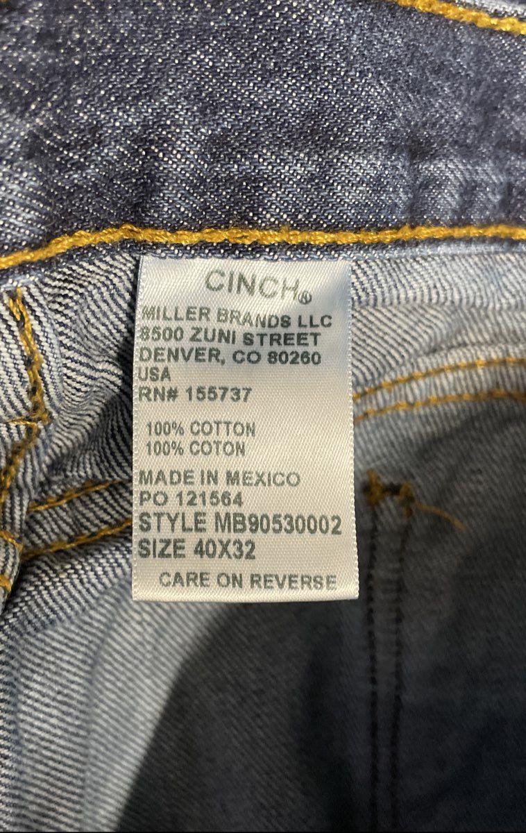 Cinch Men's Blue Black Label Relaxed Tapered Denim Jeans Sz 40x32