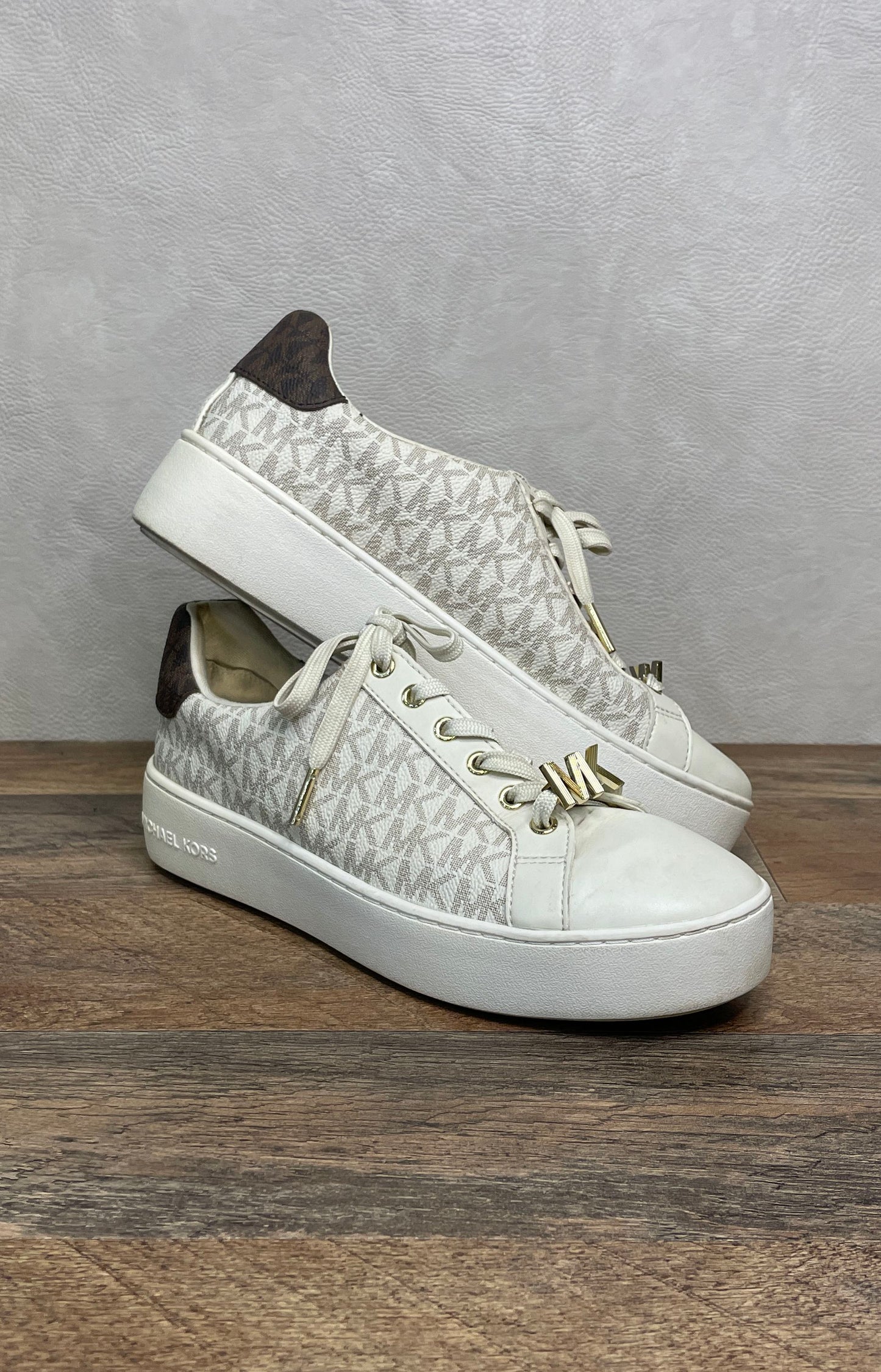 Michael Kors Poppy Platform Vanilla Logo Sneakers Women's Size 8M