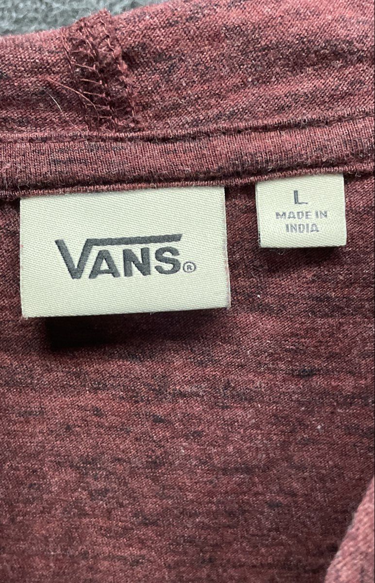 Vans Men's Red Heather Lightweight Space Dye Raglan Long Sleeve Hoodie Sz L