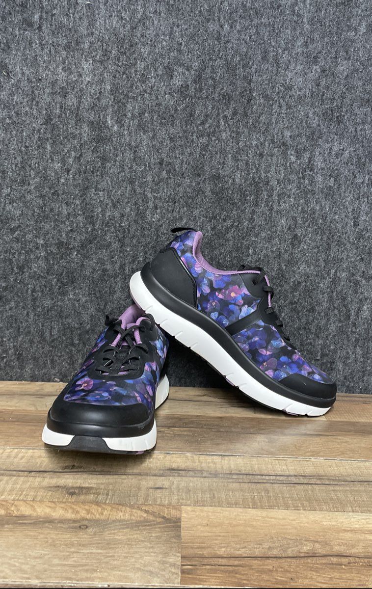 Alegria Eclips Rok 'N' Roll Pansy Power Purple Floral Sneakers Size 38.5 EU