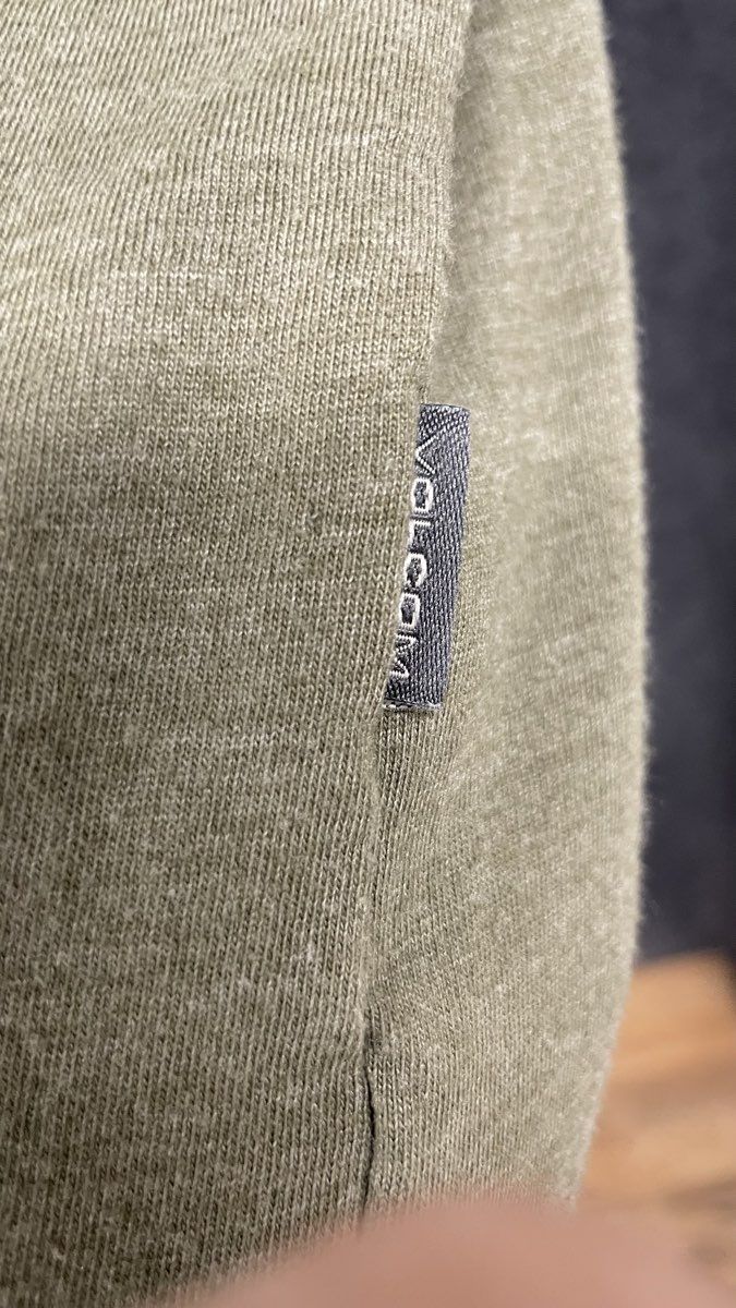 Volcom Wowzer Short Sleeve Polo Shirt Heather Green Stone Logo Asymmetrical Sz M