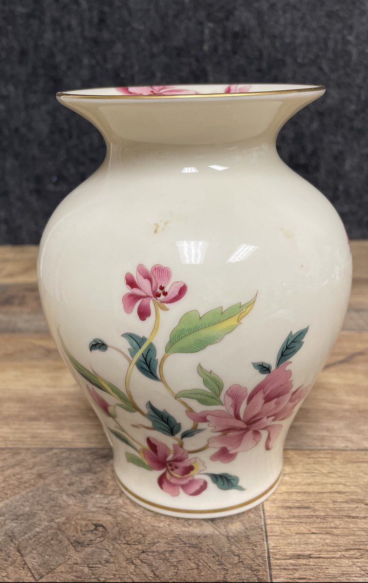 Lenox Barrington Floral Vase & Pineapple Trinket Dish Lot 2pc Bone China USA