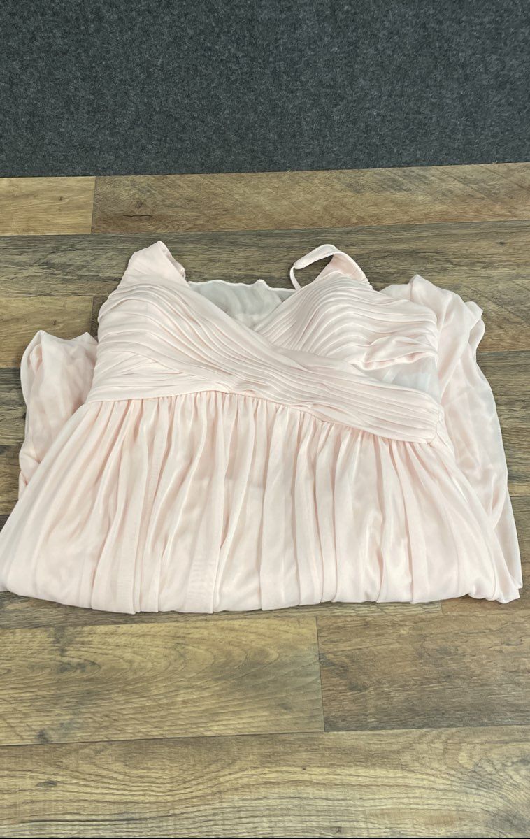 David's Bridal Women's Petal Pink Mesh Cutout Spaghetti Strap Dress Sz 14 NWT