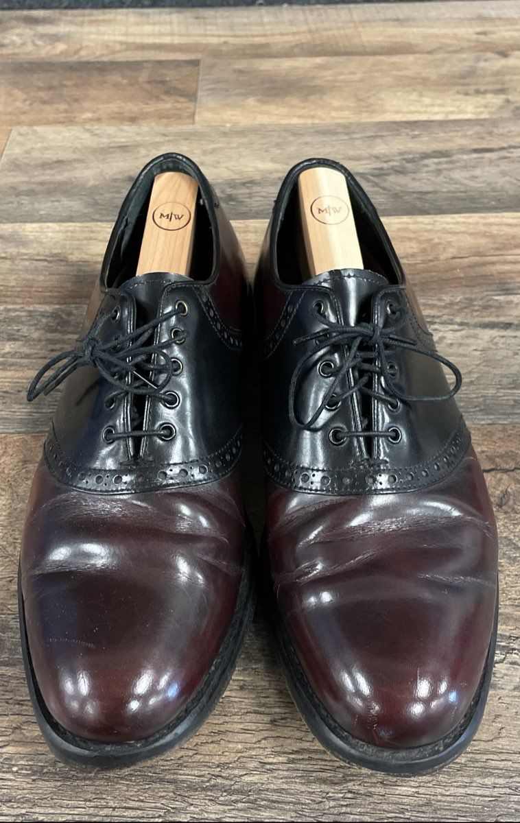 Florsheim Saddle Oxford Wingtip Burgundy Black Leather Dress Shoes Size 9 D