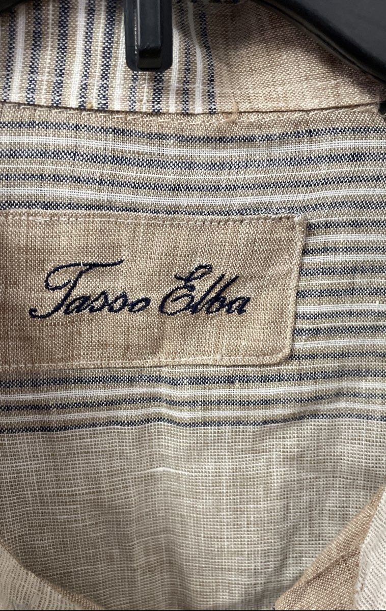 Tasso Elba Island Men's Multicolor Striped 100% Linen Short Sleeve Shirt NWT XXL