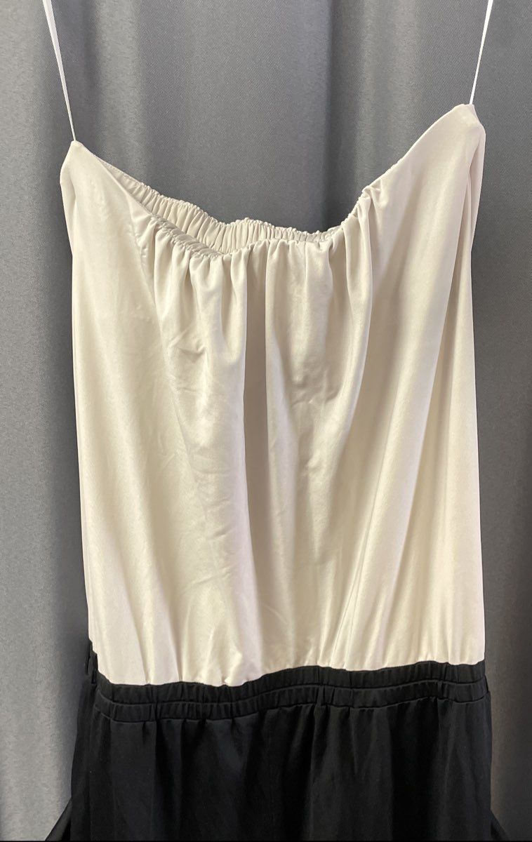 Armani Exchange Women's White Black Colorblock Strapless Tube Top Jumpsuit Sz XS