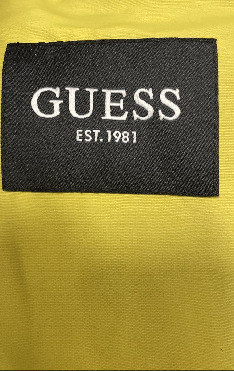 Guess Women's Yellow Faux Fur Trim Hooded Quilted Puffer Jacket Sz L