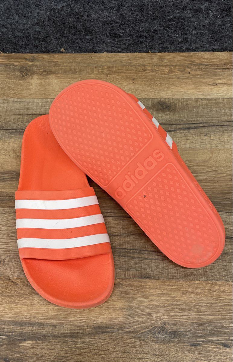Adidas Adilette Slides Orange White 3-Stripe Sport Sandals Men's Size 9