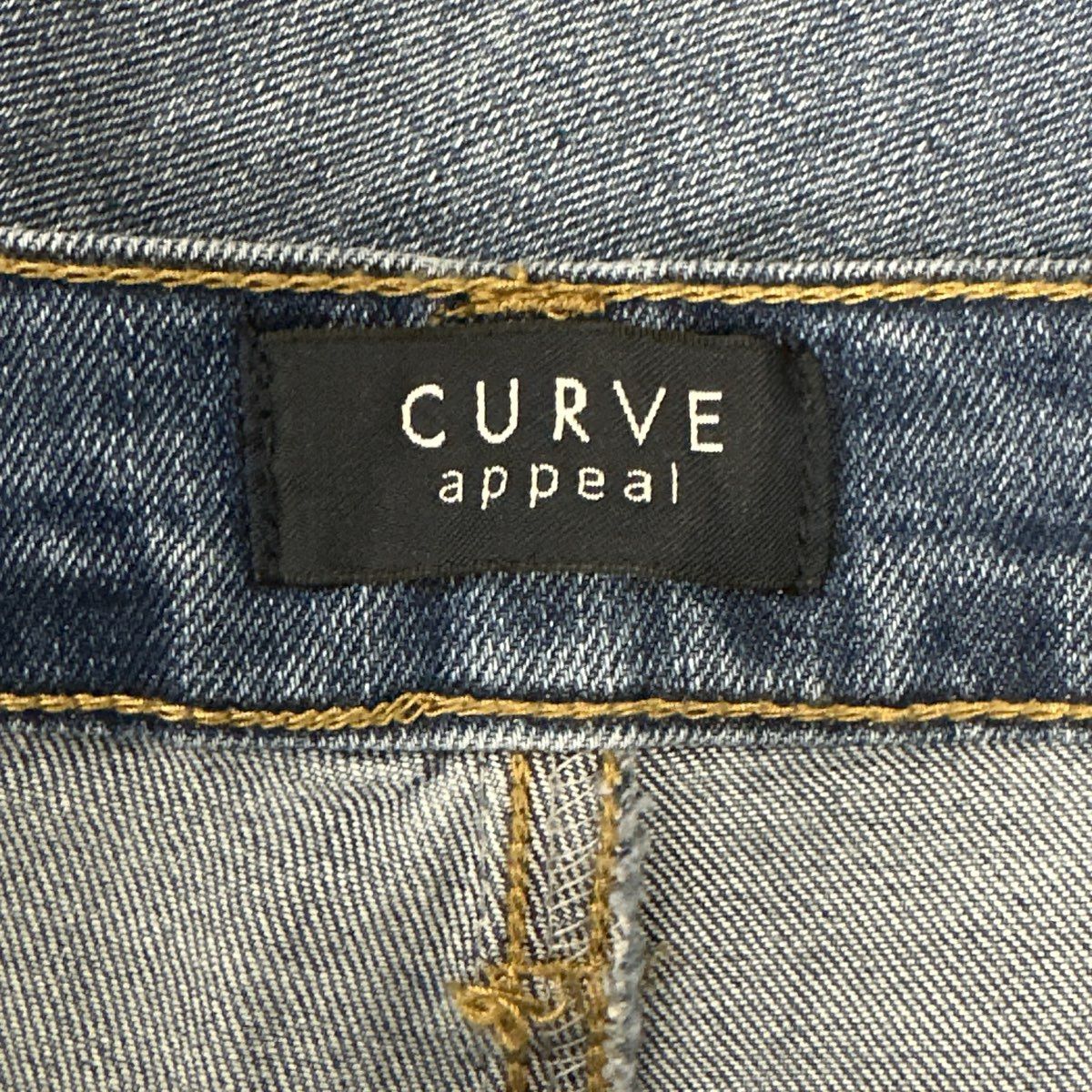 Curve Appeal Women's Blue Jeans Gold Embroidered Trim Side Seam Sz 4/27