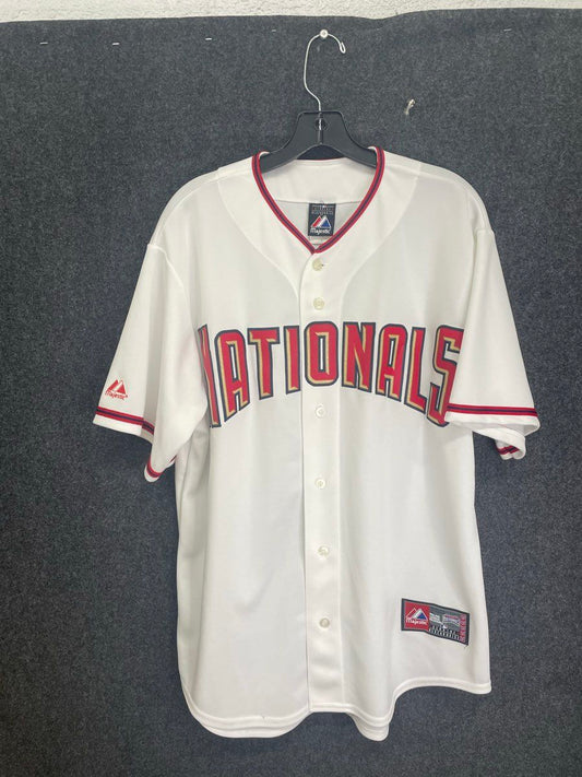 Majestic Men's Washington Nationals MLB Baseball Jersey White Full Button Sz L