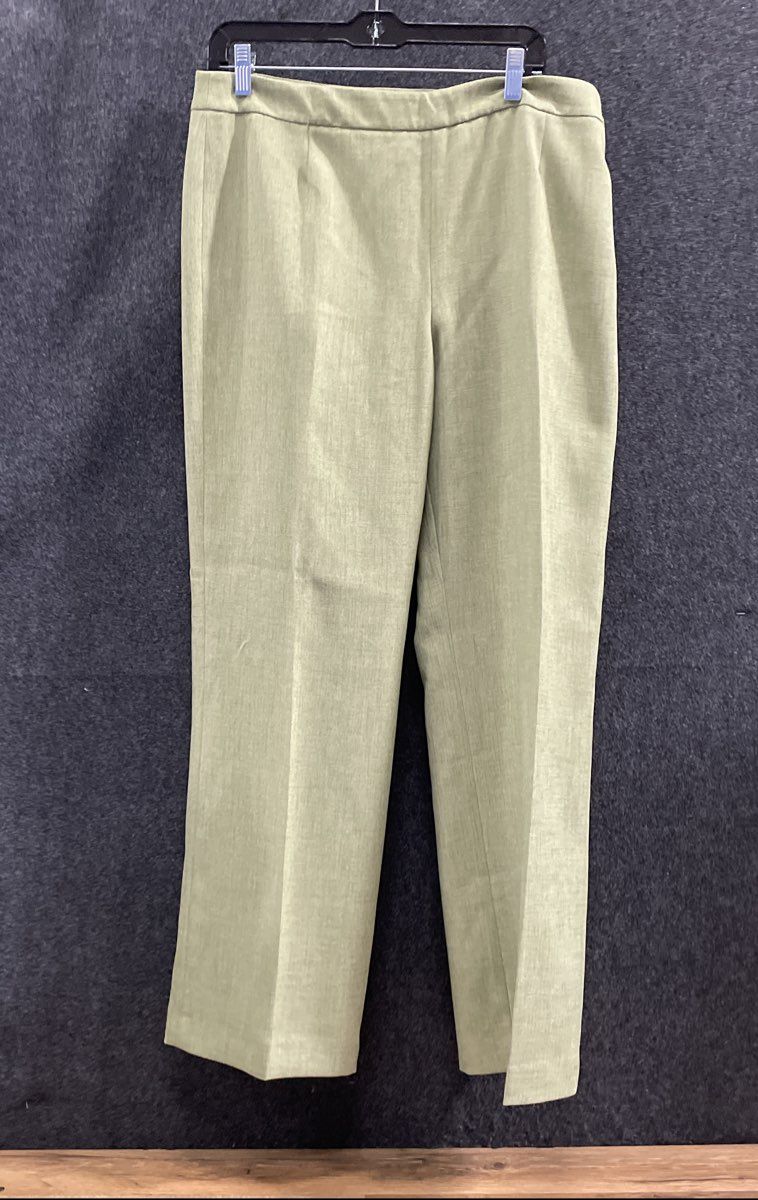 Jones Studio Women's Green Textured Straight Leg Dress Pants NWT Sz 12