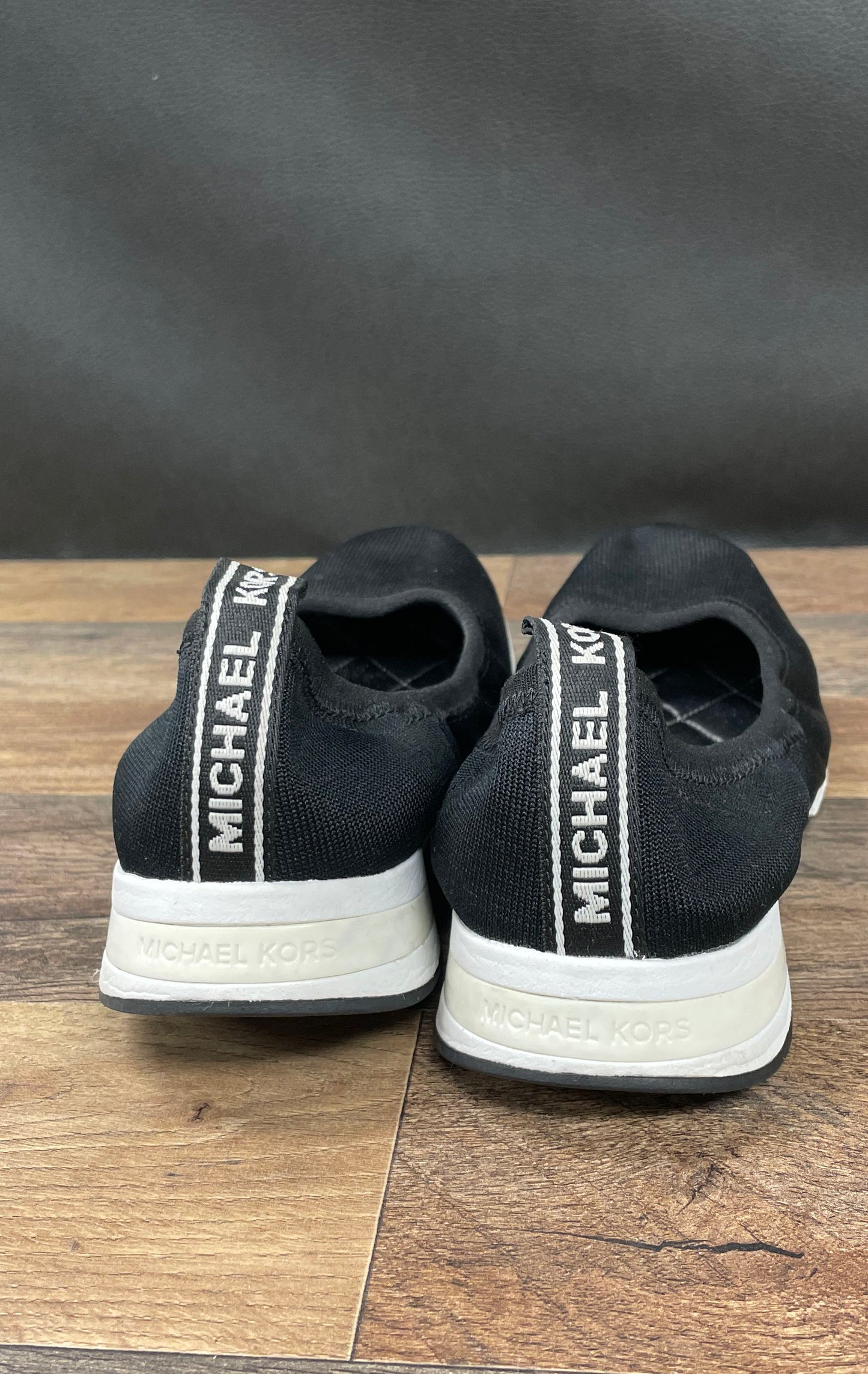 Michael Kors Felix Knit Trainer Black White Slip On Sneaker Women's Size 10