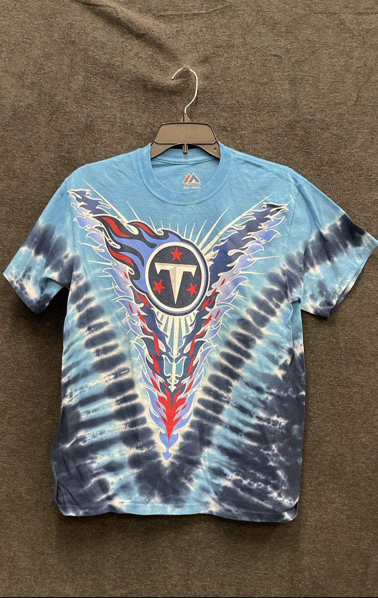 Majestic Men's NFL Tennessee Titans Blue Graphic Tie Dye T-shirt Size M