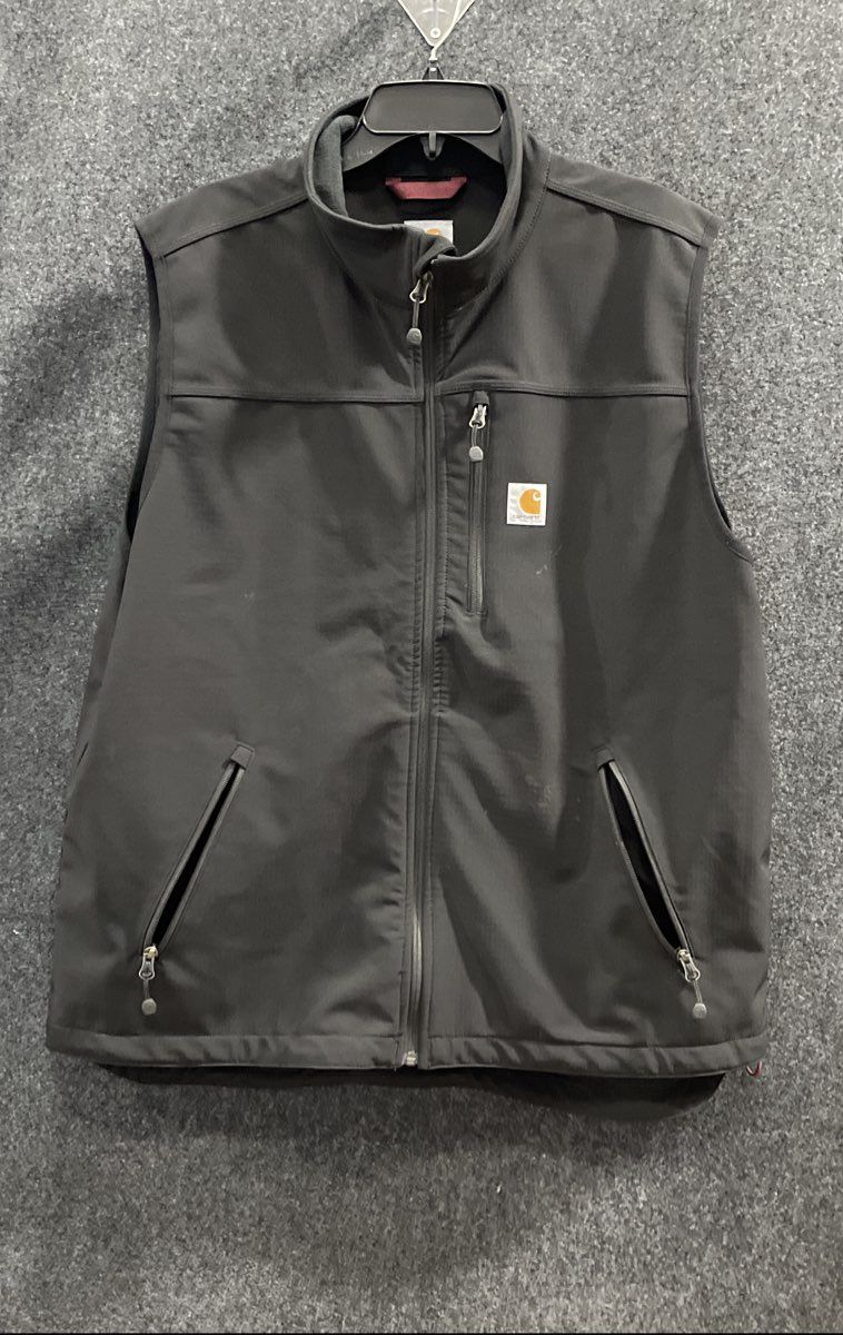 Carhartt Men's Black Crowley Softshell Full Zip Pockets Vest Size XL