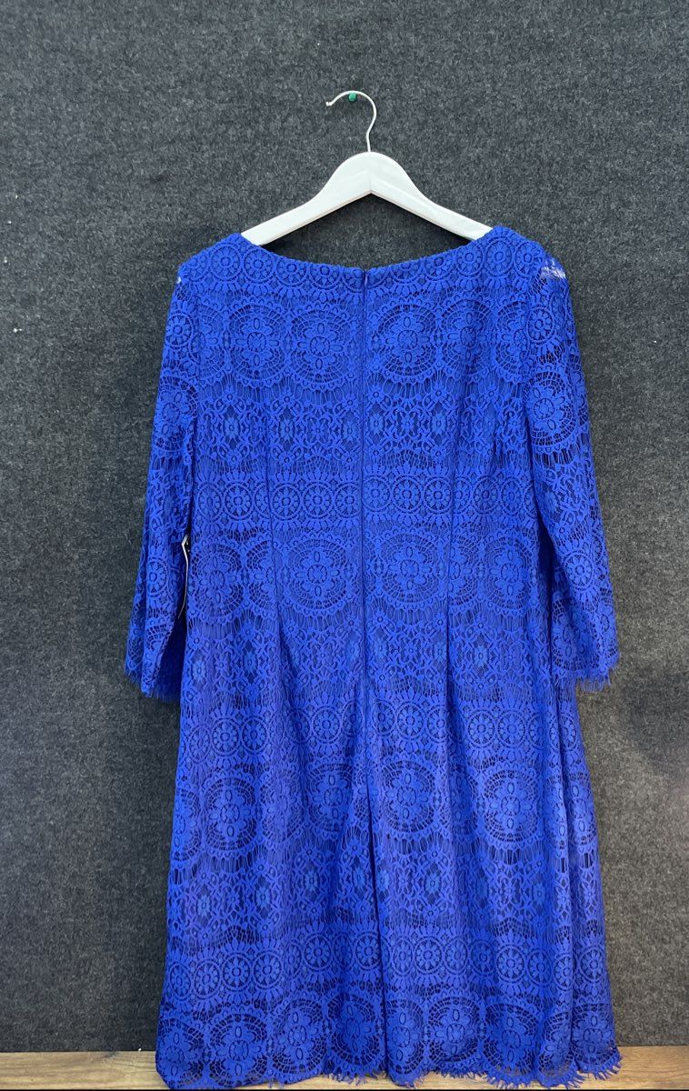 Jessica Howard Women's Royal Blue Floral Lace Shift Dress 3/4 Sleeve NWT Sz 16