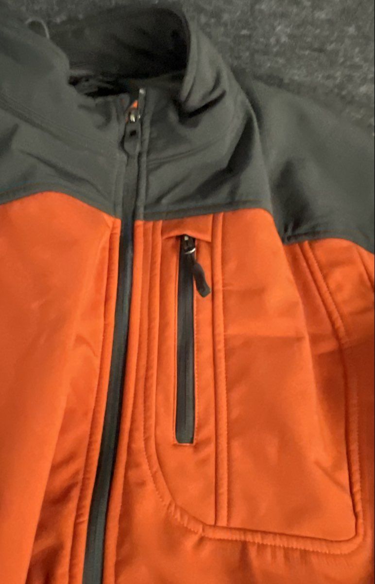 Free Country Men's Orange Gray Colorblock Softshell Full Zip Jacket Sz XXL
