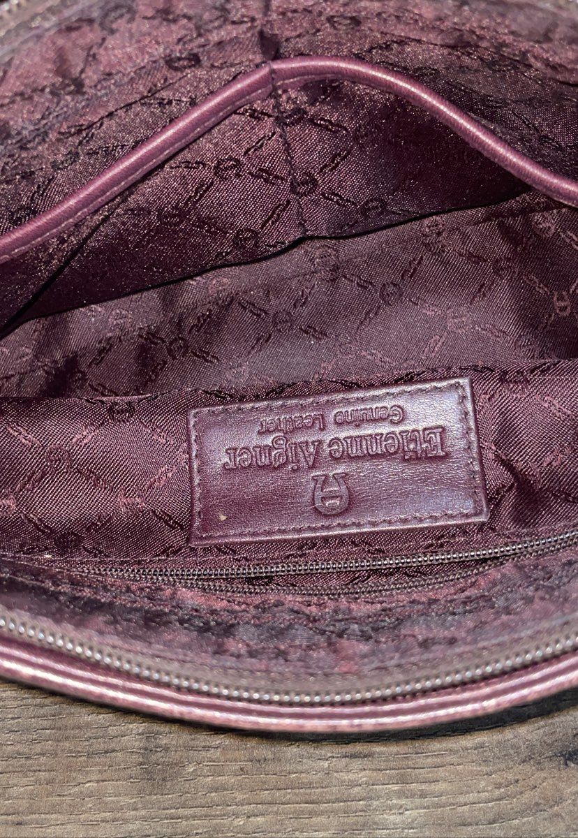 Vintage Etienne Aigner Burgundy Leather Baguette Shoulder Bag Gold Hardware